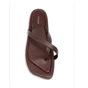 -Frame Le Montauk Chocolate Brown Leather Cross Sandals Size 36.5 US 6.5like New