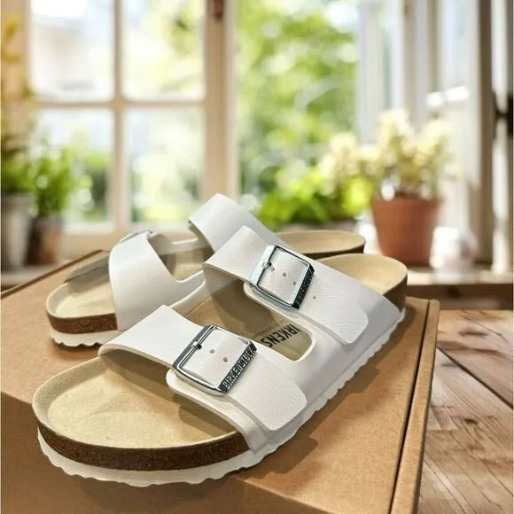 🆕 🔥 New Birkenstock Arizona Regular Width White Sandals Size 43