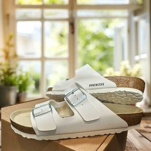 🆕 🔥 New Birkenstock Arizona Regular Width White Sandals Size 43