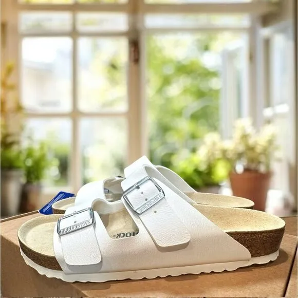 🆕 🔥 New Birkenstock Arizona Regular Width White Sandals Size 43