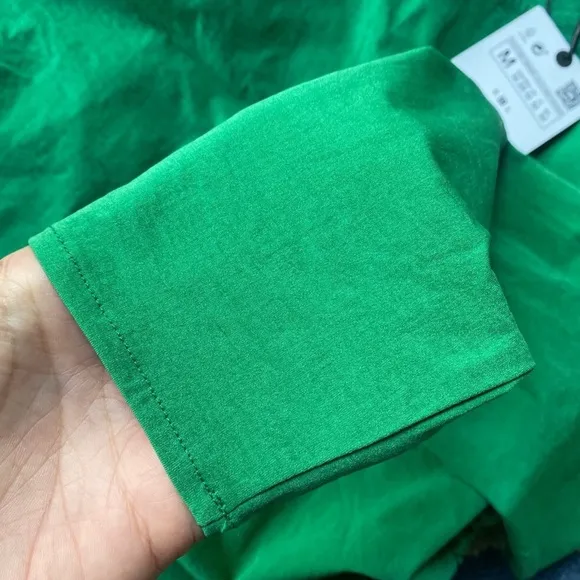 💚 ZARA GREEN COLD SHOULDER RUCHED FIT &amp; FLARE DRESS!