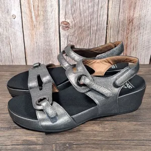 Abeo Bio System Greta Pewter Customized Orthotic Strappy Wedge Sandals Women's 8
