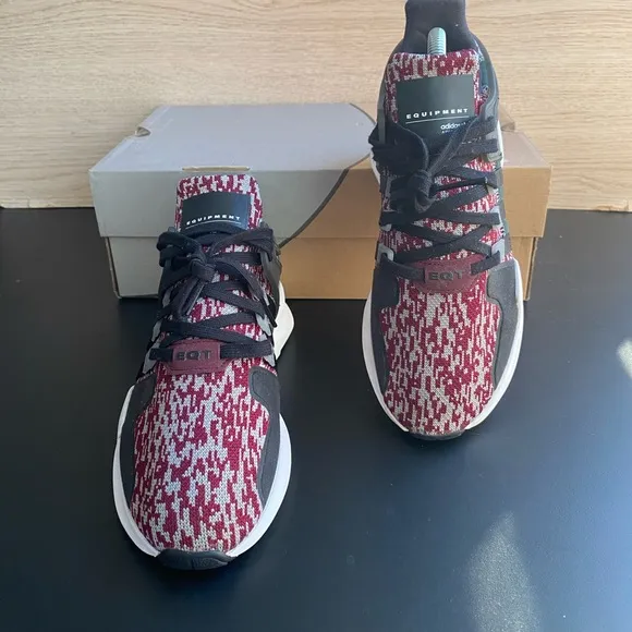 Adidas EQT Support Adv  Kids Sneakers Shoes Casual - Burgandy Grey-  Y 5.5- W 7