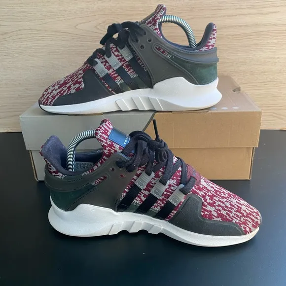Adidas EQT Support Adv  Kids Sneakers Shoes Casual - Burgandy Grey-  Y 5.5- W 7