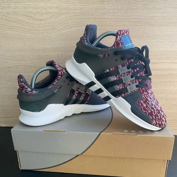 Adidas EQT Support Adv  Kids Sneakers Shoes Casual - Burgandy Grey-  Y 5.5- W 7