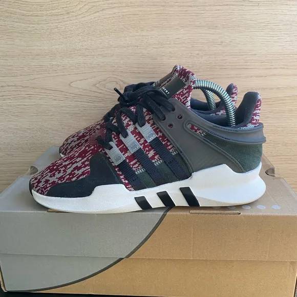Adidas EQT Support Adv  Kids Sneakers Shoes Casual - Burgandy Grey-  Y 5.5- W 7