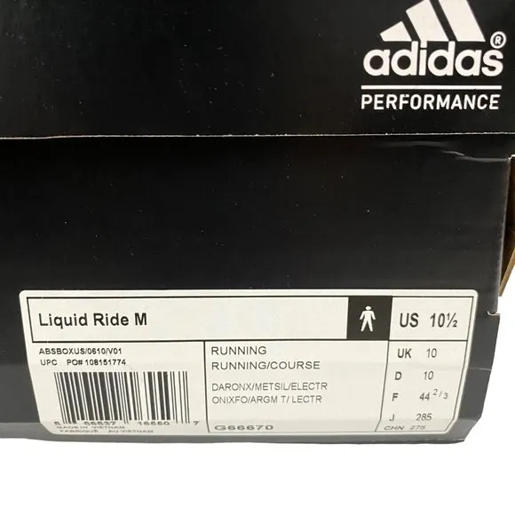 Adidas Liquid Ride M Gray Electric Green Running Shoes Sneakers Mens 10.5