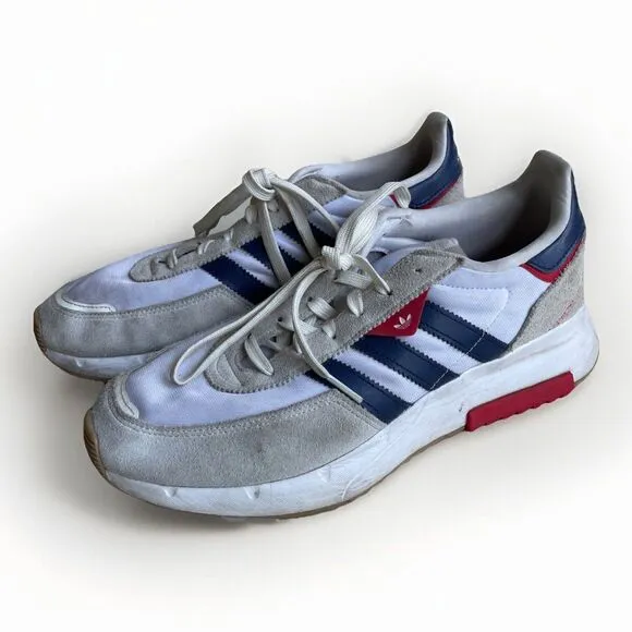 Adidas Mens 10.5 Originals Retropy F2 Blue White Casual Shoes Sneakers GW9354