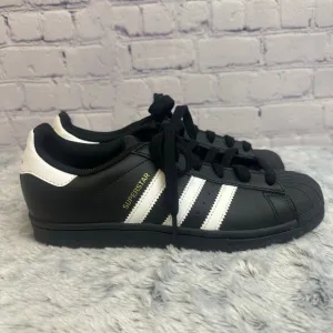 Adidas Originals Superstar Black White Gold Sneakers Shoes Size 5.5 Trefoil