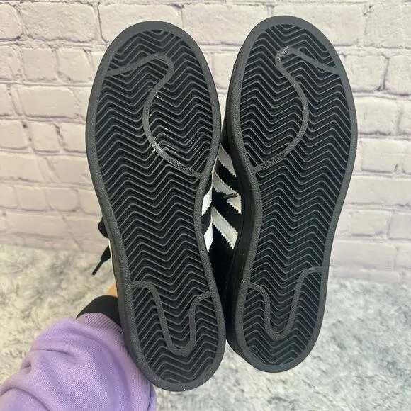 Adidas Originals Superstar Black White Gold Sneakers Shoes Size 5.5 Trefoil