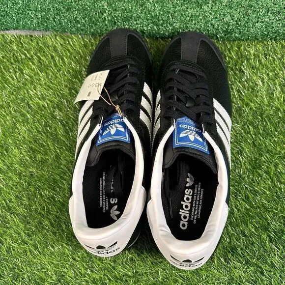 Adidas Samoa Mens 11 Black White Leather Shoes Sneaker Athletic Casual NEW w/Box