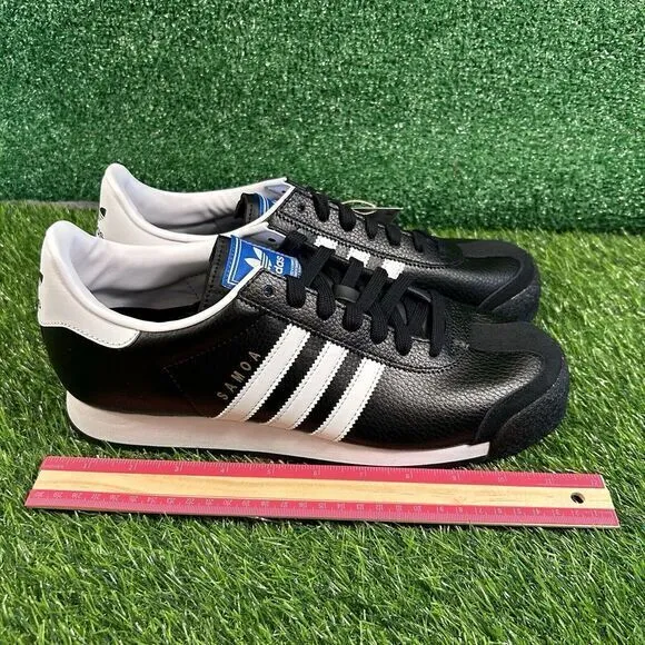 Adidas Samoa Mens 11 Black White Leather Shoes Sneaker Athletic Casual NEW w/Box