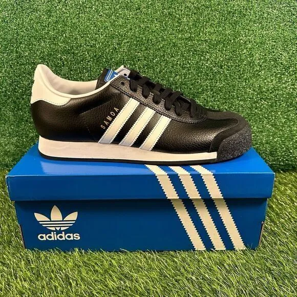 Adidas Samoa Mens 11 Black White Leather Shoes Sneaker Athletic Casual NEW w/Box