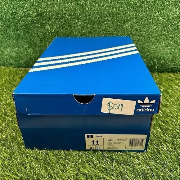 Adidas Samoa Mens 11 Black White Leather Shoes Sneaker Athletic Casual NEW w/Box