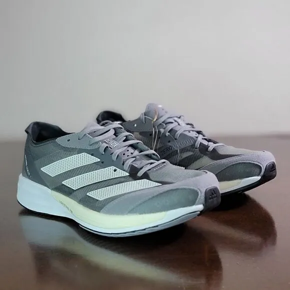 Adidas Adizero Adios 7 Women's Grey Running Shoes White Black Size 8.5 Pro X New