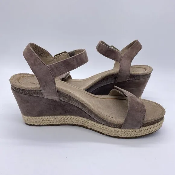Aetrex Sydney Wedge Sandals 42 US 10.5-11 Suede Espadrille Orthotic Arch Support