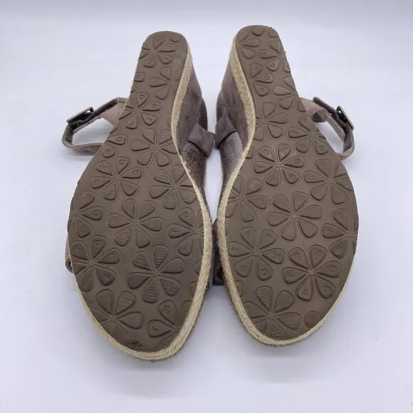 Aetrex Sydney Wedge Sandals 42 US 10.5-11 Suede Espadrille Orthotic Arch Support