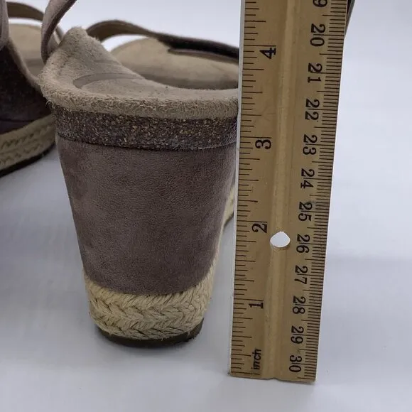 Aetrex Sydney Wedge Sandals 42 US 10.5-11 Suede Espadrille Orthotic Arch Support