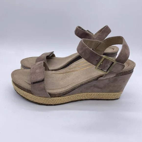 Aetrex Sydney Wedge Sandals 42 US 10.5-11 Suede Espadrille Orthotic Arch Support