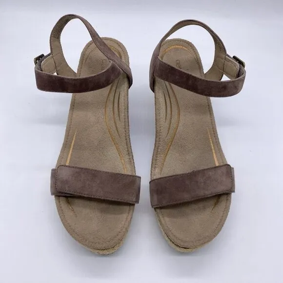Aetrex Sydney Wedge Sandals 42 US 10.5-11 Suede Espadrille Orthotic Arch Support