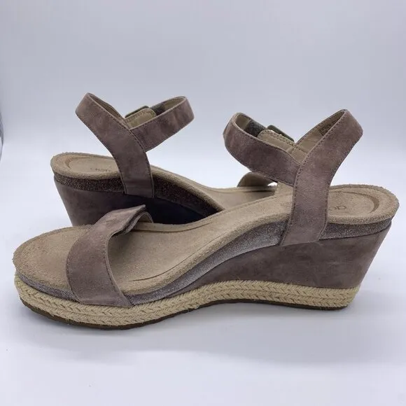 Aetrex Sydney Wedge Sandals 42 US 10.5-11 Suede Espadrille Orthotic Arch Support