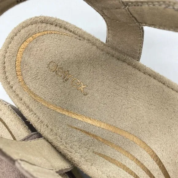 Aetrex Sydney Wedge Sandals 42 US 10.5-11 Suede Espadrille Orthotic Arch Support