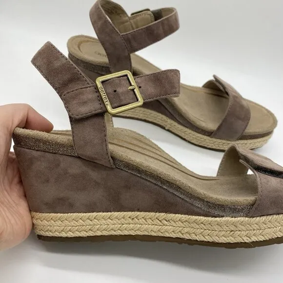 Aetrex Sydney Wedge Sandals 42 US 10.5-11 Suede Espadrille Orthotic Arch Support