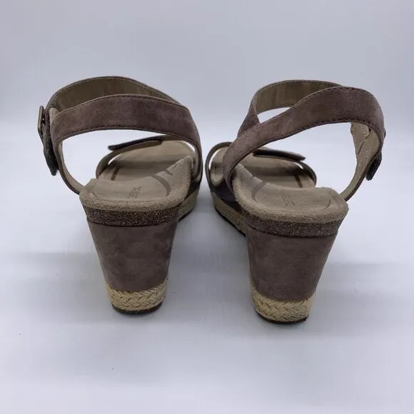 Aetrex Sydney Wedge Sandals 42 US 10.5-11 Suede Espadrille Orthotic Arch Support