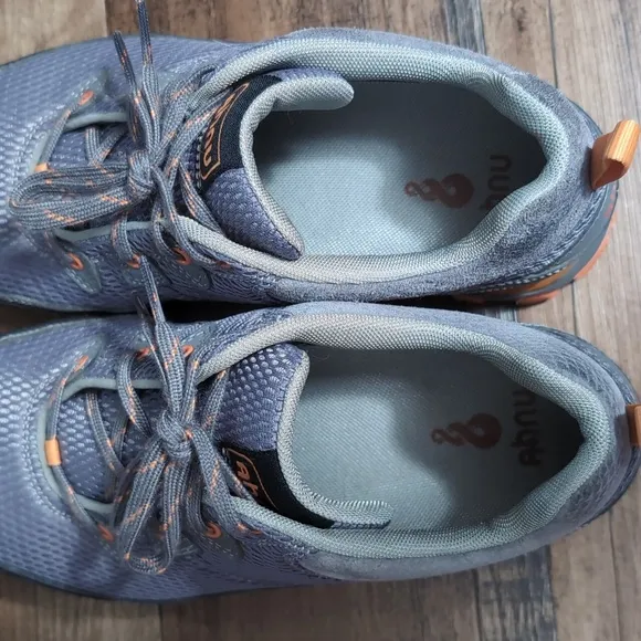 Ahnu Sugarpine Air Mesh Hiking Trail Running Shoes Size 9.0 In Gray &amp; Orange
