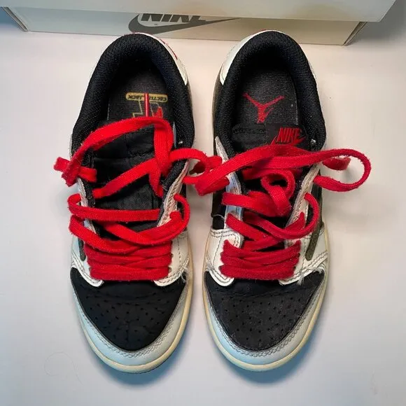 Air Jordan 1 Retro Low Travis Scott Olive Reverse Logo Black Size 12C DZ5909 106