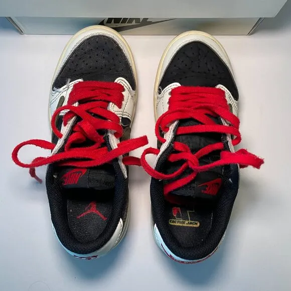 Air Jordan 1 Retro Low Travis Scott Olive Reverse Logo Black Size 12C DZ5909 106