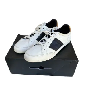 Aldo Mens Sneakers / Shoes White With Black &amp; Blue Accents Size 10