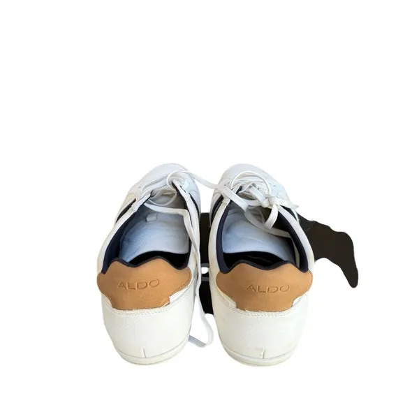 Aldo Mens Sneakers / Shoes White With Black &amp; Blue Accents Size 10