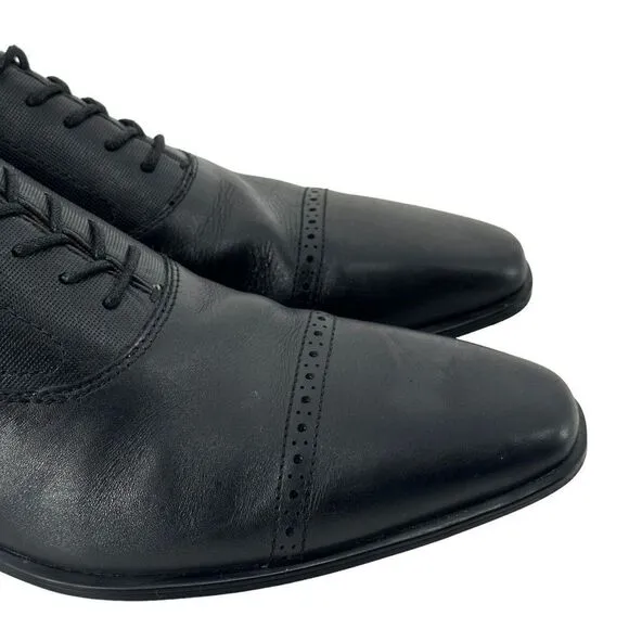 Aldo Oxford Shoes Nathean Black Cowhide Leather Lace Up Cap Toe Mens Size 11
