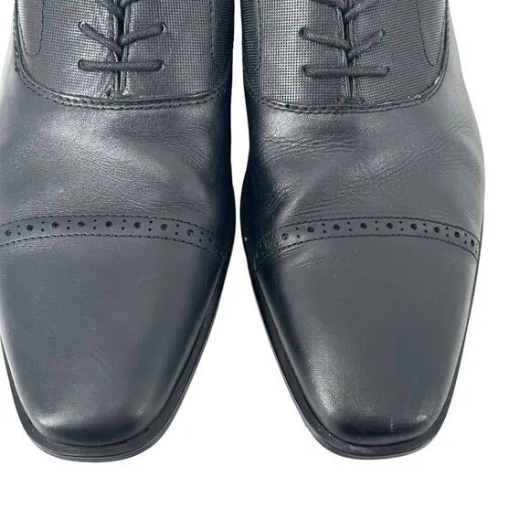 Aldo Oxford Shoes Nathean Black Cowhide Leather Lace Up Cap Toe Mens Size 11