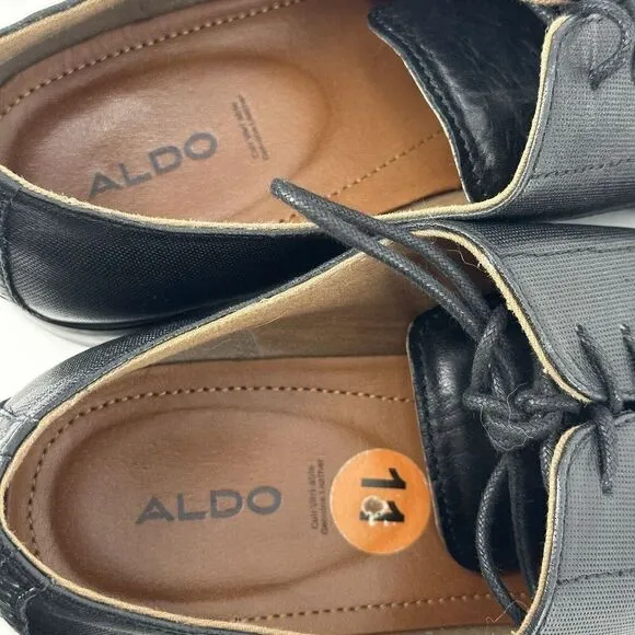 Aldo Oxford Shoes Nathean Black Cowhide Leather Lace Up Cap Toe Mens Size 11