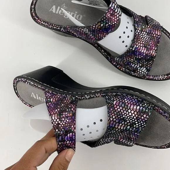 ALEGRIA LOTI SNAKESKIN SANDALS