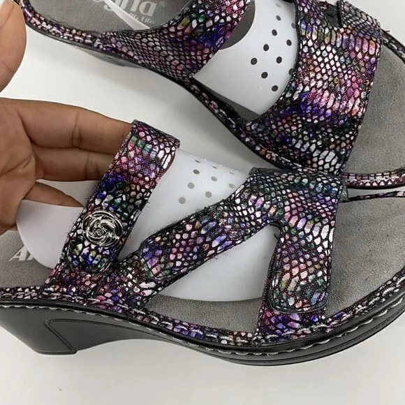 ALEGRIA LOTI SNAKESKIN SANDALS