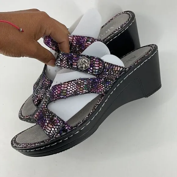ALEGRIA LOTI SNAKESKIN SANDALS