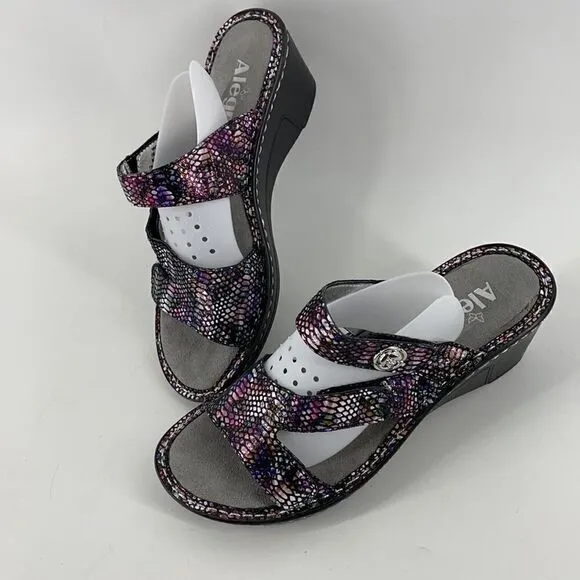 ALEGRIA LOTI SNAKESKIN SANDALS