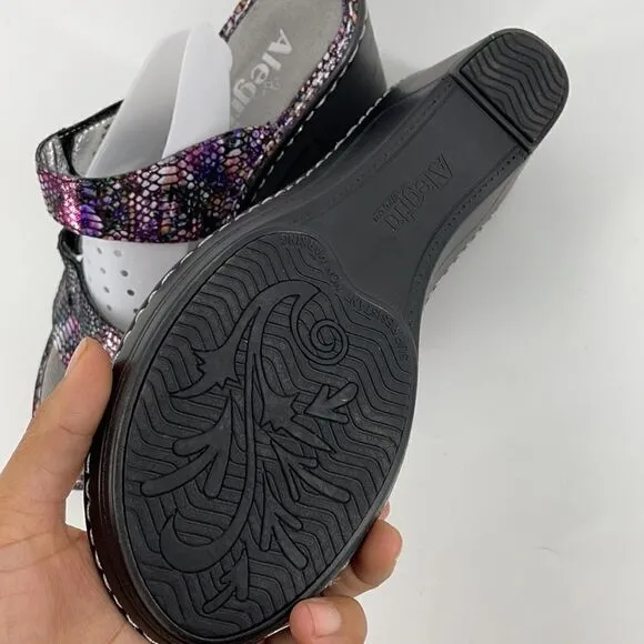 ALEGRIA LOTI SNAKESKIN SANDALS