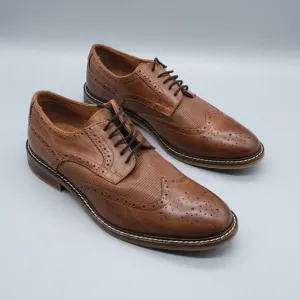 Alfani Tyler Wing-Tip Derby Oxfords Dark Tan Leather Shoes Men's Size 8.5M