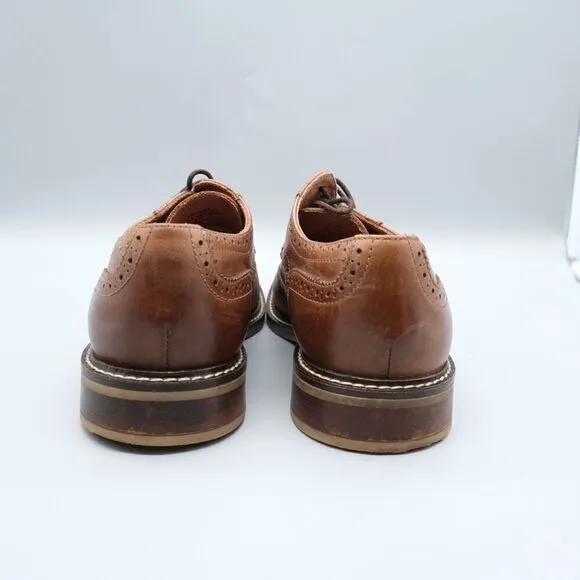 Alfani Tyler Wing-Tip Derby Oxfords Dark Tan Leather Shoes Men's Size 8.5M