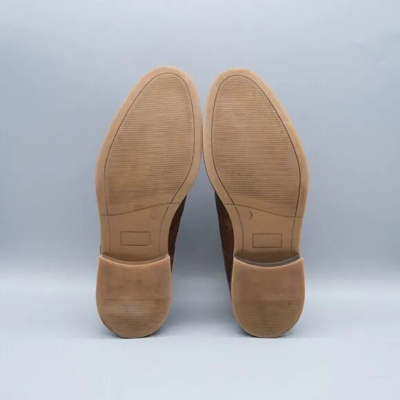 Alfani Tyler Wing-Tip Derby Oxfords Dark Tan Leather Shoes Men's Size 8.5M