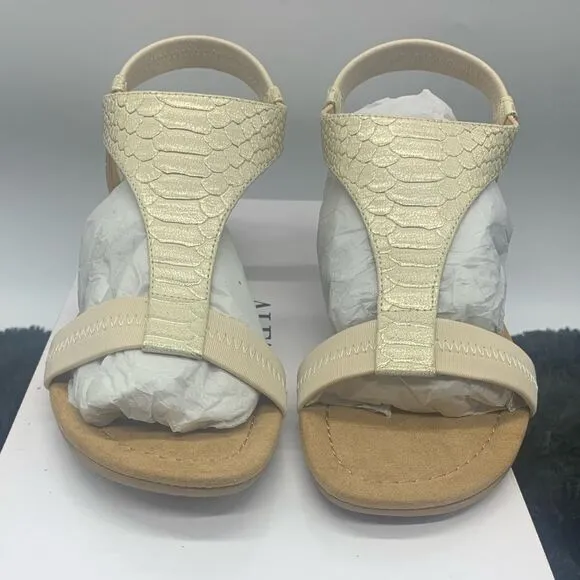 Alfani Women's Step 'N Flex Vacanzaa Wedge Sandals Stone Metallic  Size 7M