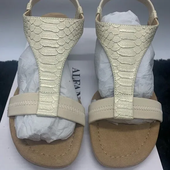 Alfani Women's Step 'N Flex Vacanzaa Wedge Sandals Stone Metallic  Size 7M