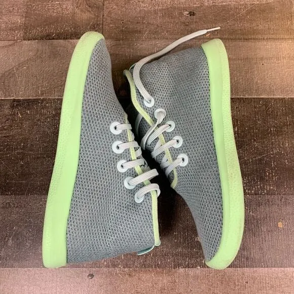 Allbirds Men’s Size 8 Tree Toppers High Top Sneakers Grey Neon Green Mesh Shoes