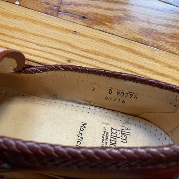 Allen Edmonds maxfield brown leather dress shoes loafer sz 7 tassel basketweave