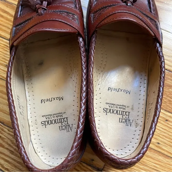 Allen Edmonds maxfield brown leather dress shoes loafer sz 7 tassel basketweave