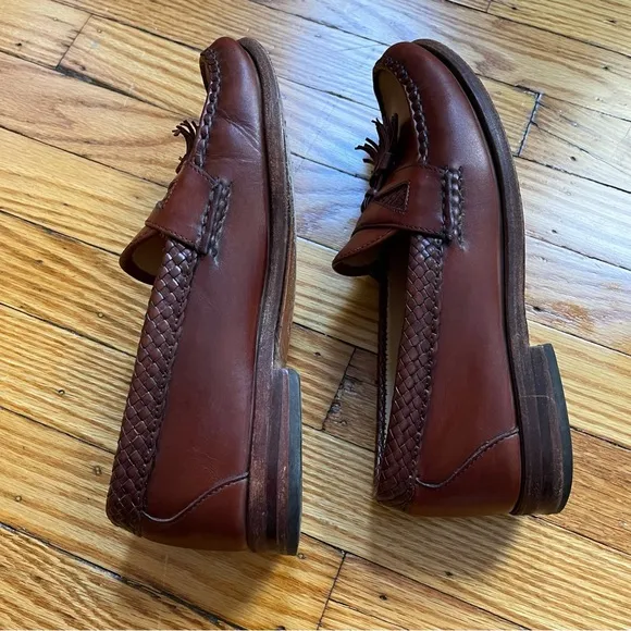 Allen Edmonds maxfield brown leather dress shoes loafer sz 7 tassel basketweave